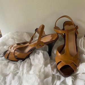 Yellow Crown Vintage Strappy Ankle Heels